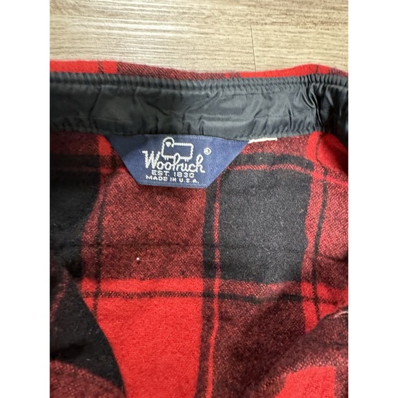 Vintage 70's 80's Woolrich Buffalo Plaid Red Wool Flannel Men's Shirt Medium 21" - Picture 4 of 4